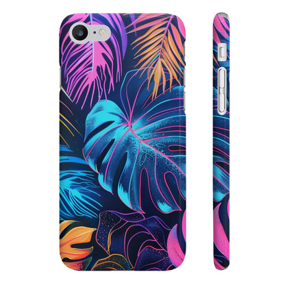 Tropical Glow: Neon Palm & Leaf Phone Case