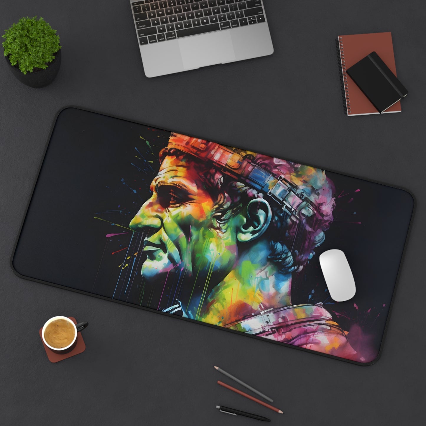 Neon Caesar Watercolor Desk Mat | Desk Mat | Accessories, Back-to-School, Desk, Fall Bestsellers, Home & Living, Mouse pad, Mouse Pads, Mousepad, Seasonal Picks, Stationery, TikTok | Prints with Passion