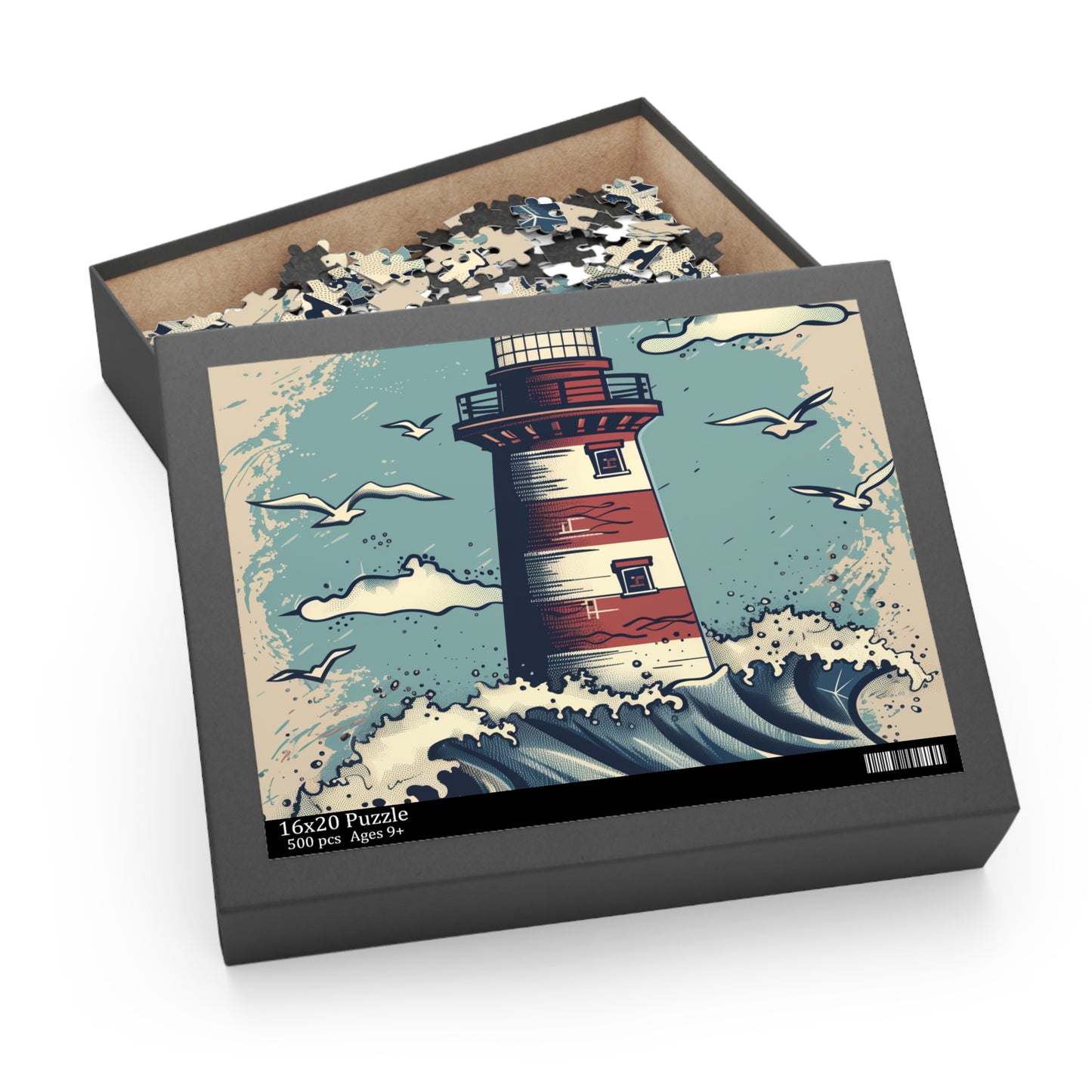 "Tranquil Lighthouse Waves Jigsaw Puzzle for Relaxation and Unwinding"