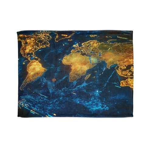 Holographic Map of Forgotten Worlds Plush Fleece Throw Blanket