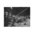 Robot Samurai on Lunar Battlefield — Plush Fleece Throw Blanket — 300 GSM Plush Coral Fleece Texture Close-Up