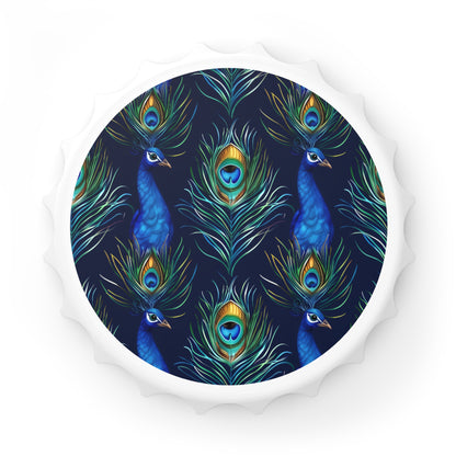 Peacock Feathers Blue Bottle Opener