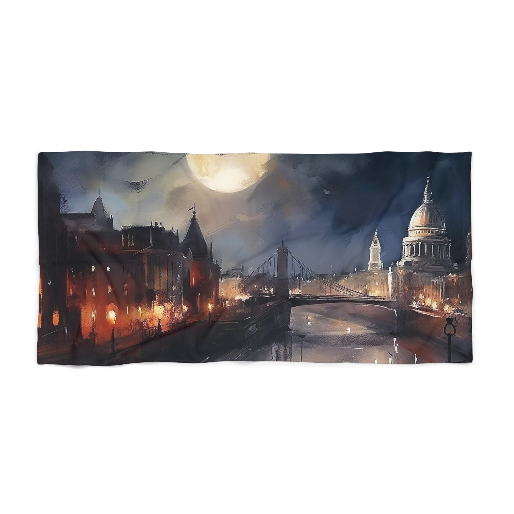 making it perfect for your beach or pool days. Add a touch of urban charm to your relaxation time with this London cityscape beach towel. Enhance your beach experience with the captivating London Night Sky Towel design.