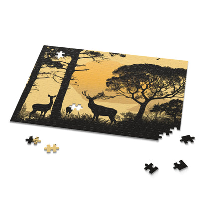 Wildlife Silhouette Deer Jigsaw Puzzle - Perfect for Animal Lovers and Nature Enthusiasts - Hours of Entertainment