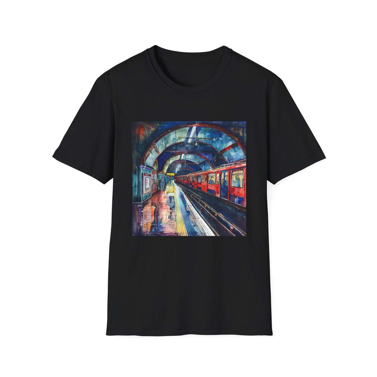 London's Hidden Depths: The Tube Watercolor T-shirt | T-Shirt | DTG, Men's Clothing, Regular fit, T-Shirts, Unisex, Women's Clothing | Prints with Passion