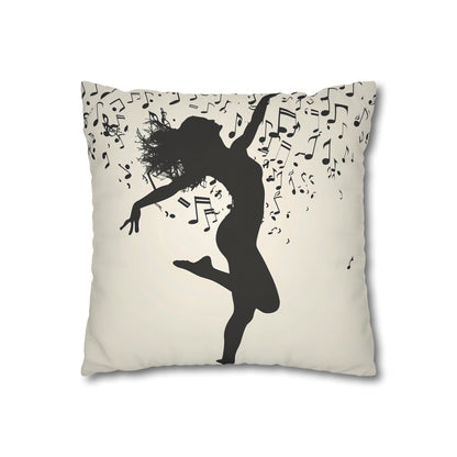 "Dance of Dreams Pillowcase - High-quality, stylish pillowcase featuring a dancer's silhouette and musical notes. Perfect for dancers and music lovers. Great gift!"