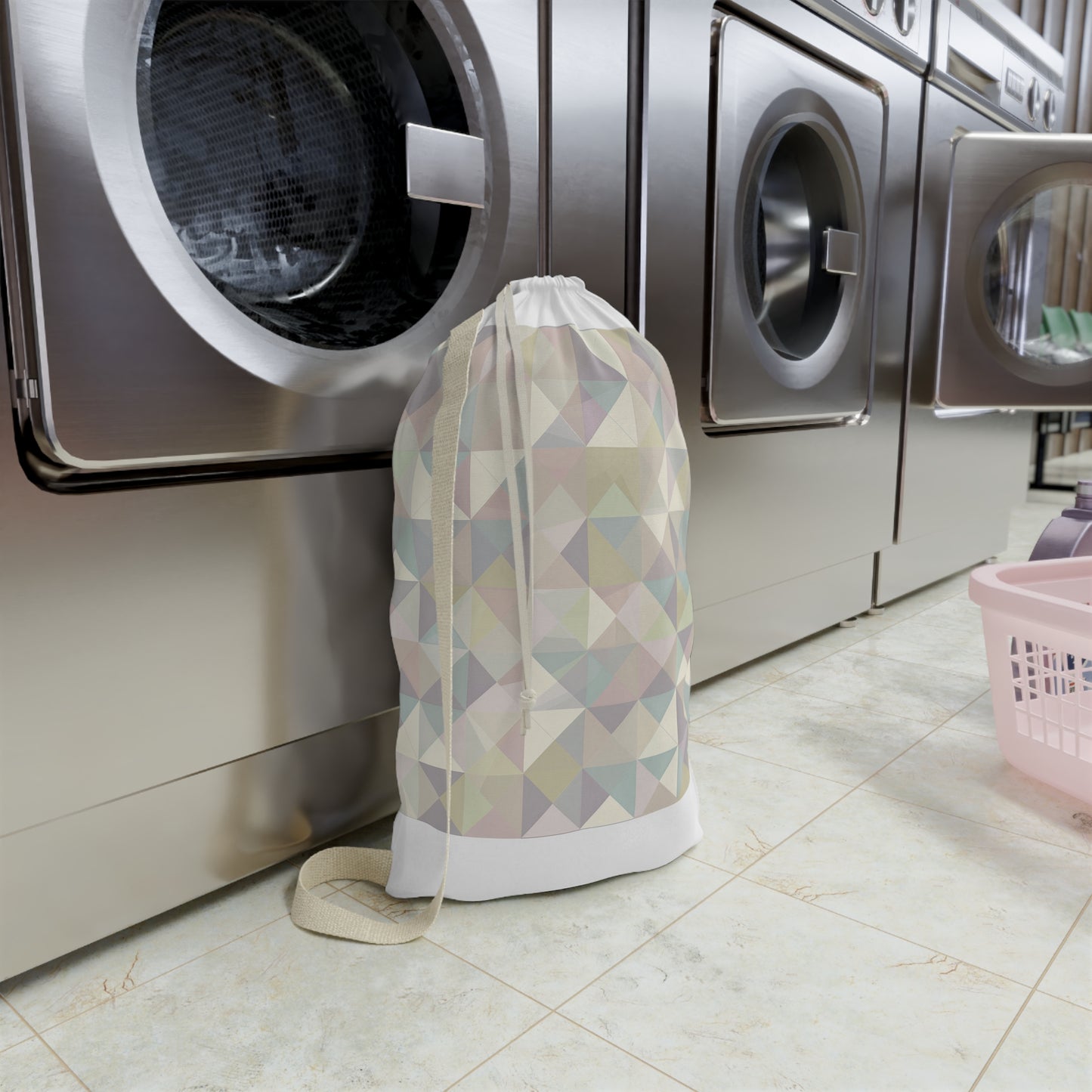 "Soft Pastel Geometrics Laundry Bag for Stylish Organization"