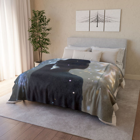 Infinity Mirror Reflecting Shooting Star Plush Fleece Throw Blanket