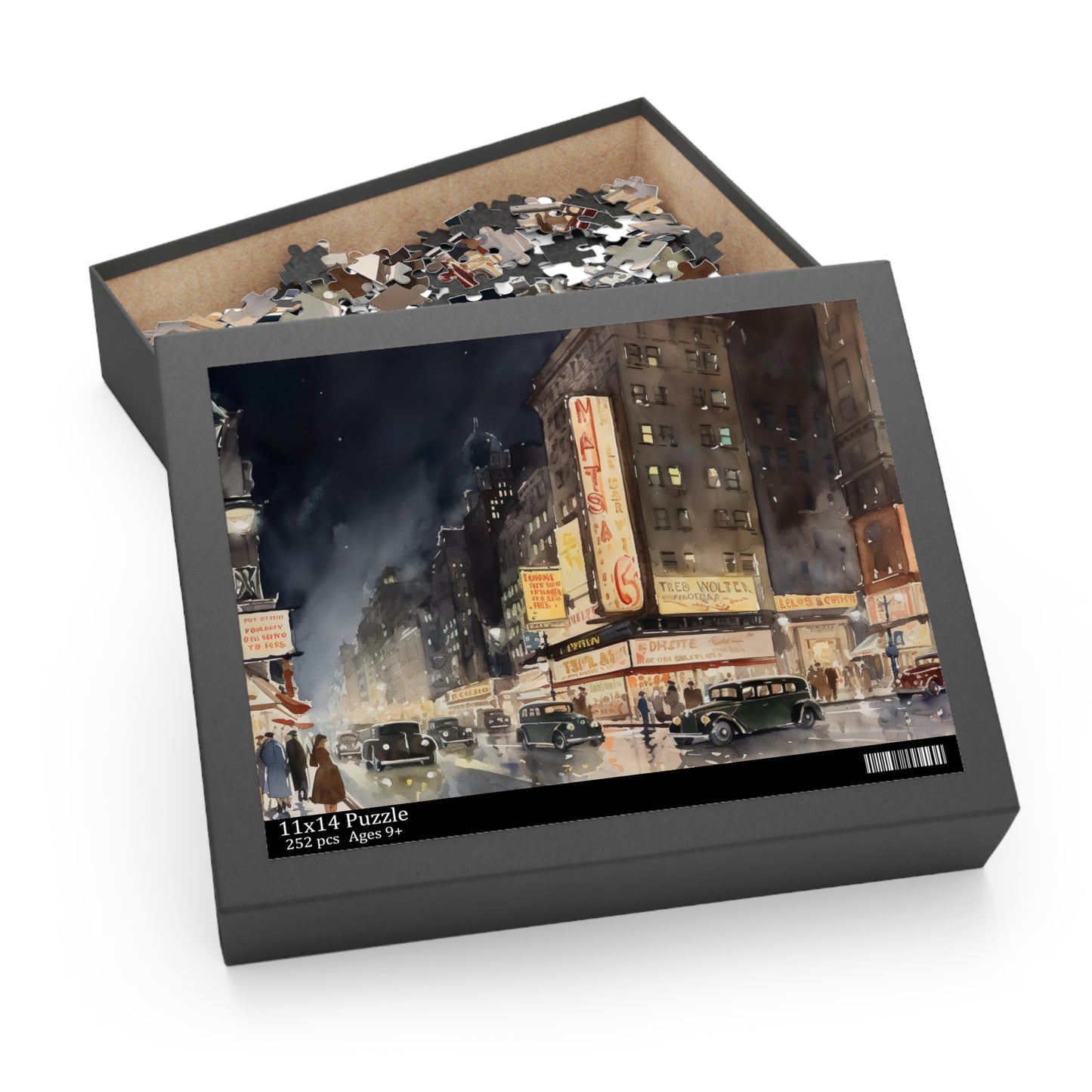 Vintage 1920s NY skyline jigsaw puzzle - piece together bustling city streets in this nostalgic puzzle challenge.