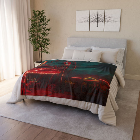 Haunted Carnival on Another Planet — Plush Fleece Throw Blanket — Product Detail View 9