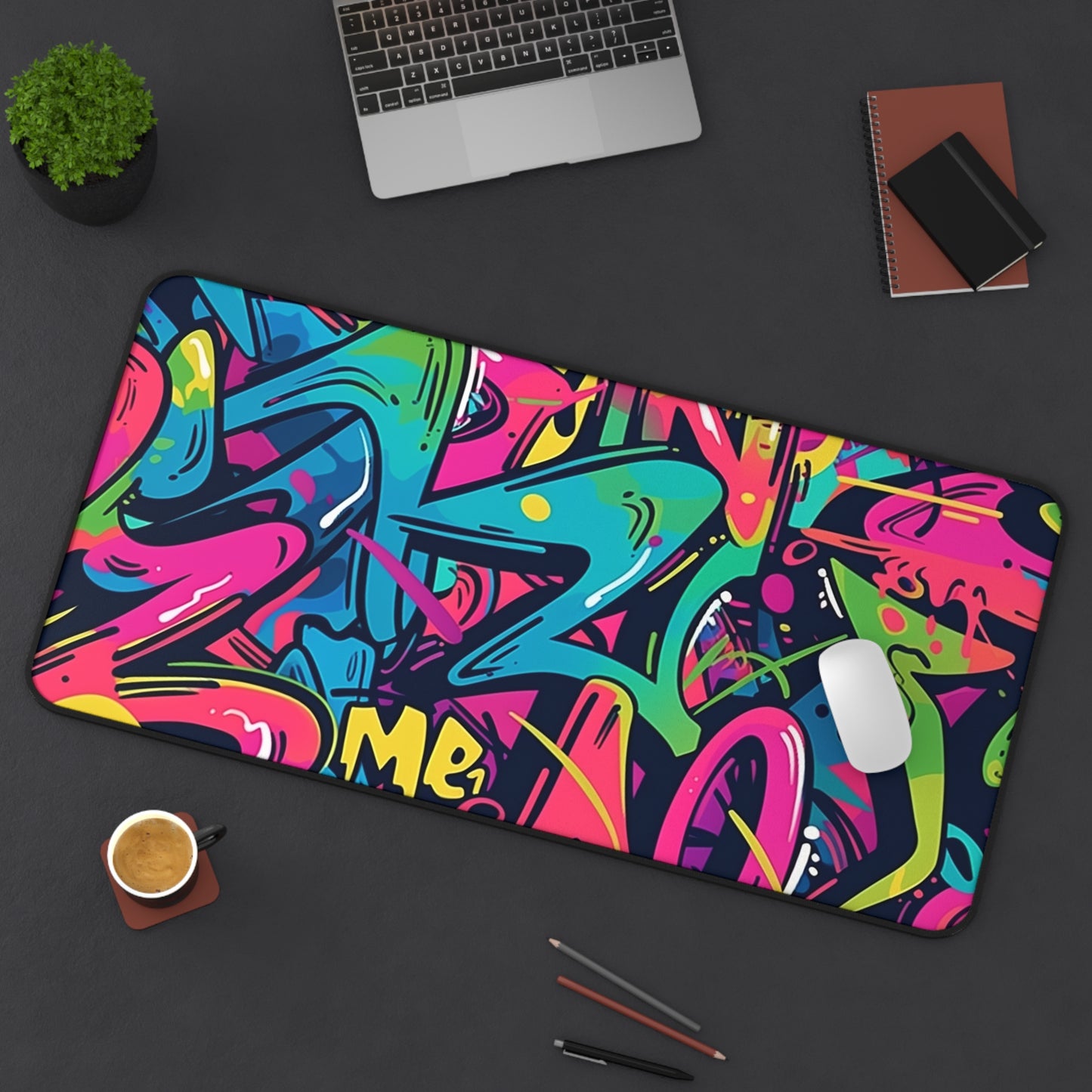 Neon Urban Graffiti Desk Mat | Desk Mat | Accessories, Back-to-School, Desk, Fall Bestsellers, Home & Living, Mouse pad, Mouse Pads, Mousepad, Seasonal Picks, Stationery, TikTok | Prints with Passion