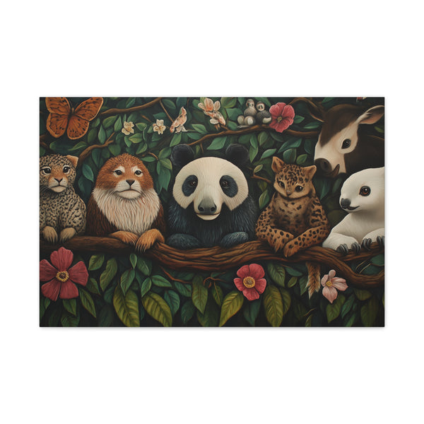 A Diverse Group of Animals Living in Harmony Stretched Canvas Wall Art