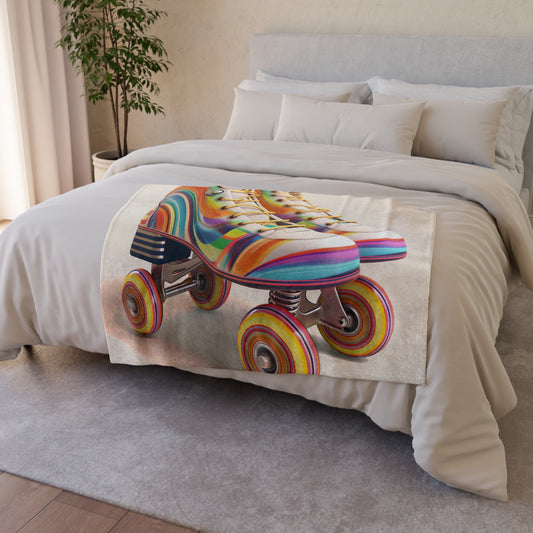 this blanket is perfect for snuggling up on the couch or adding a retro touch to your home decor. Whether you're a roller skating enthusiast or just love nostalgic vibes