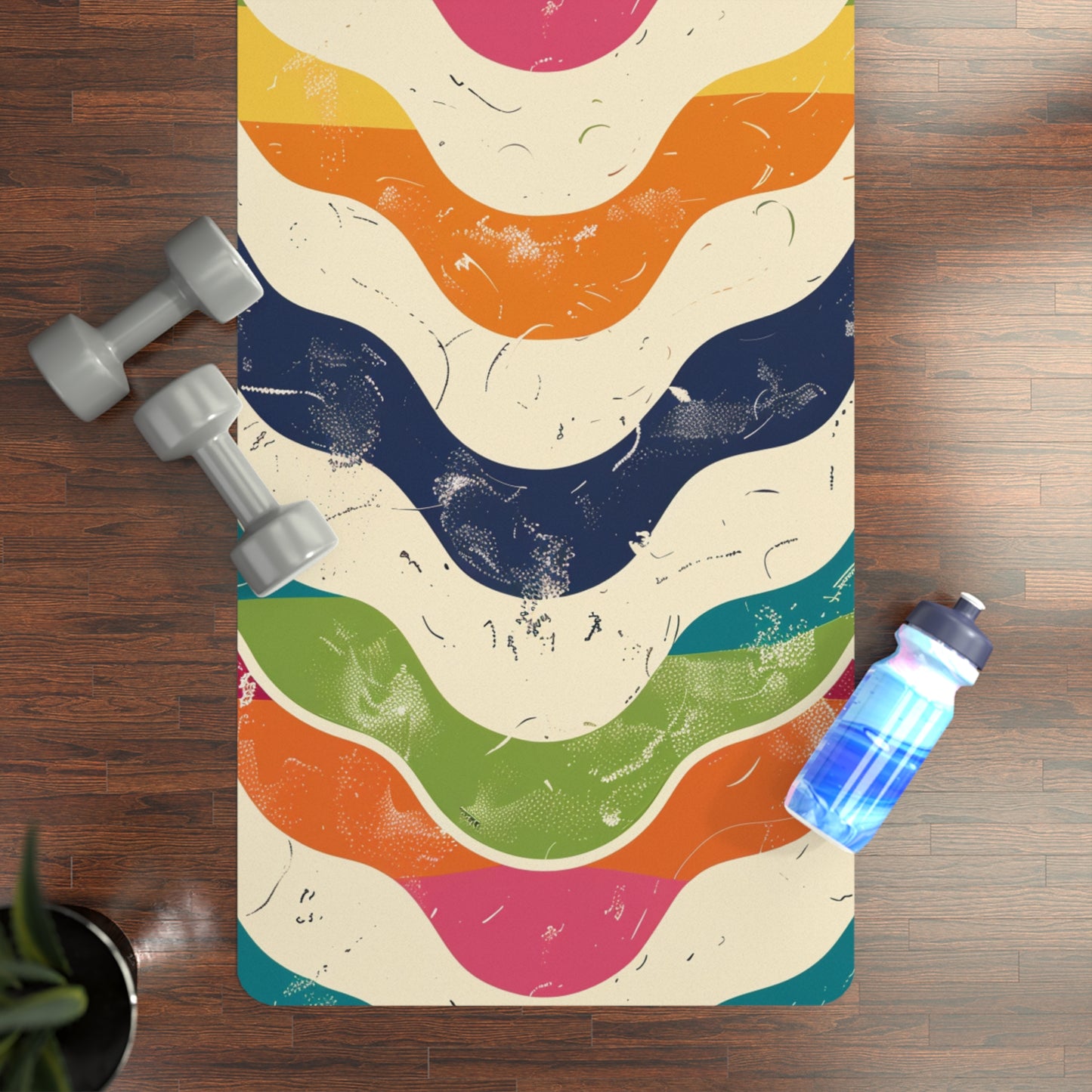 Retro Waves Yoga Mat: Vibrant, Seamless, Stylish