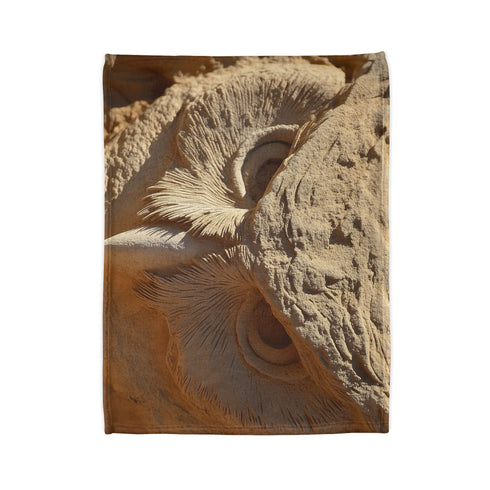 Desert Wind Forming Owl Face Plush Fleece Throw Blanket