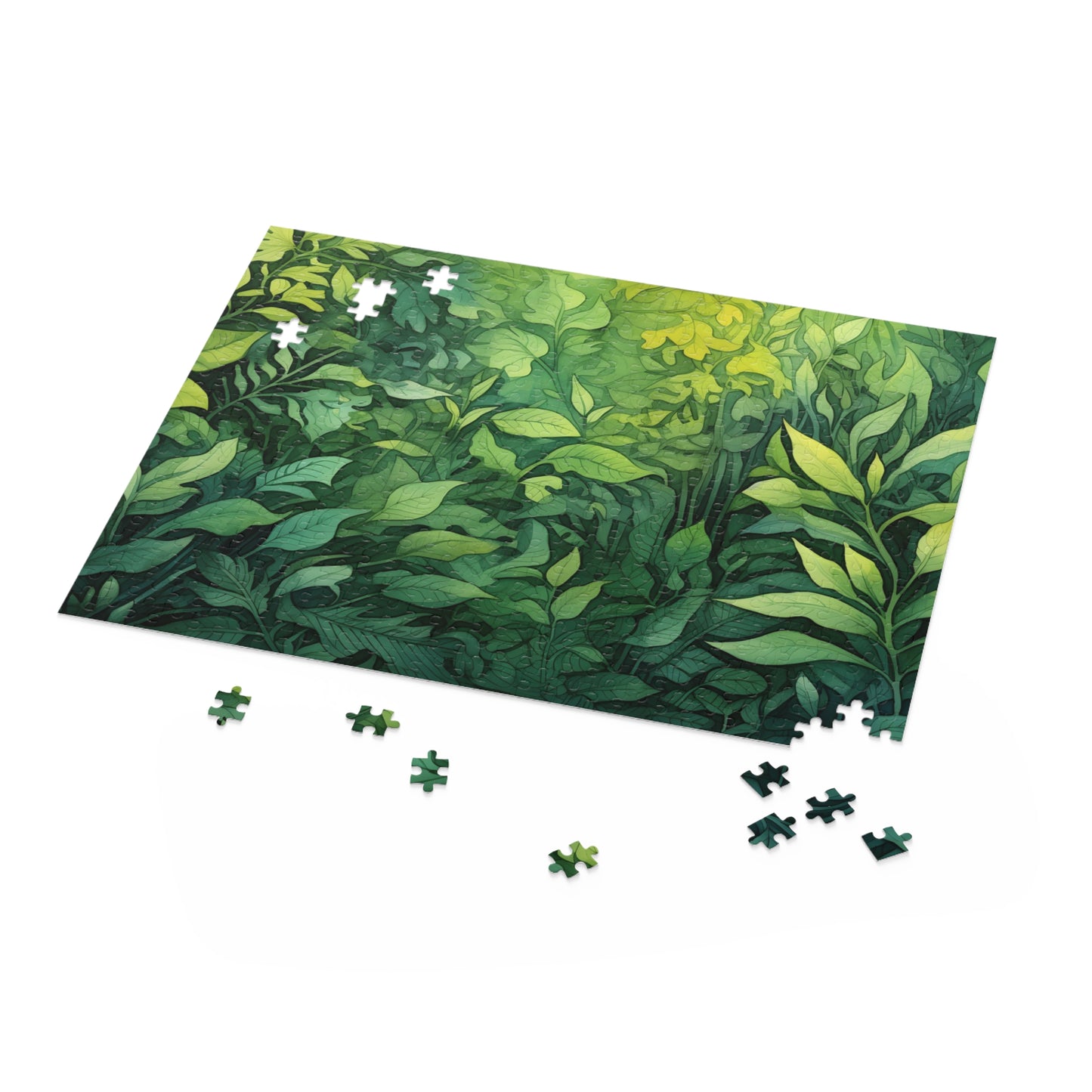 Tolkien Street Summer Foliage Texture Wonderland Puzzle - Vibrant watercolor jigsaw puzzle.