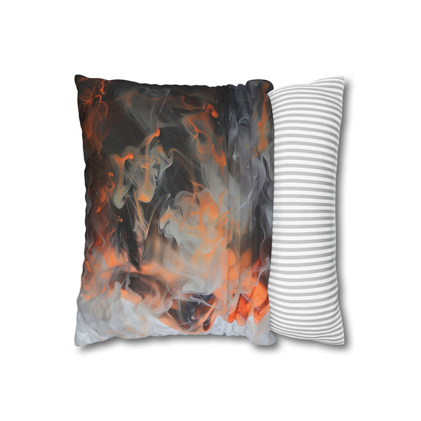Abstract Smoke Art — Faux Suede Cushion Cover — Sofa & Living Room Lifestyle View