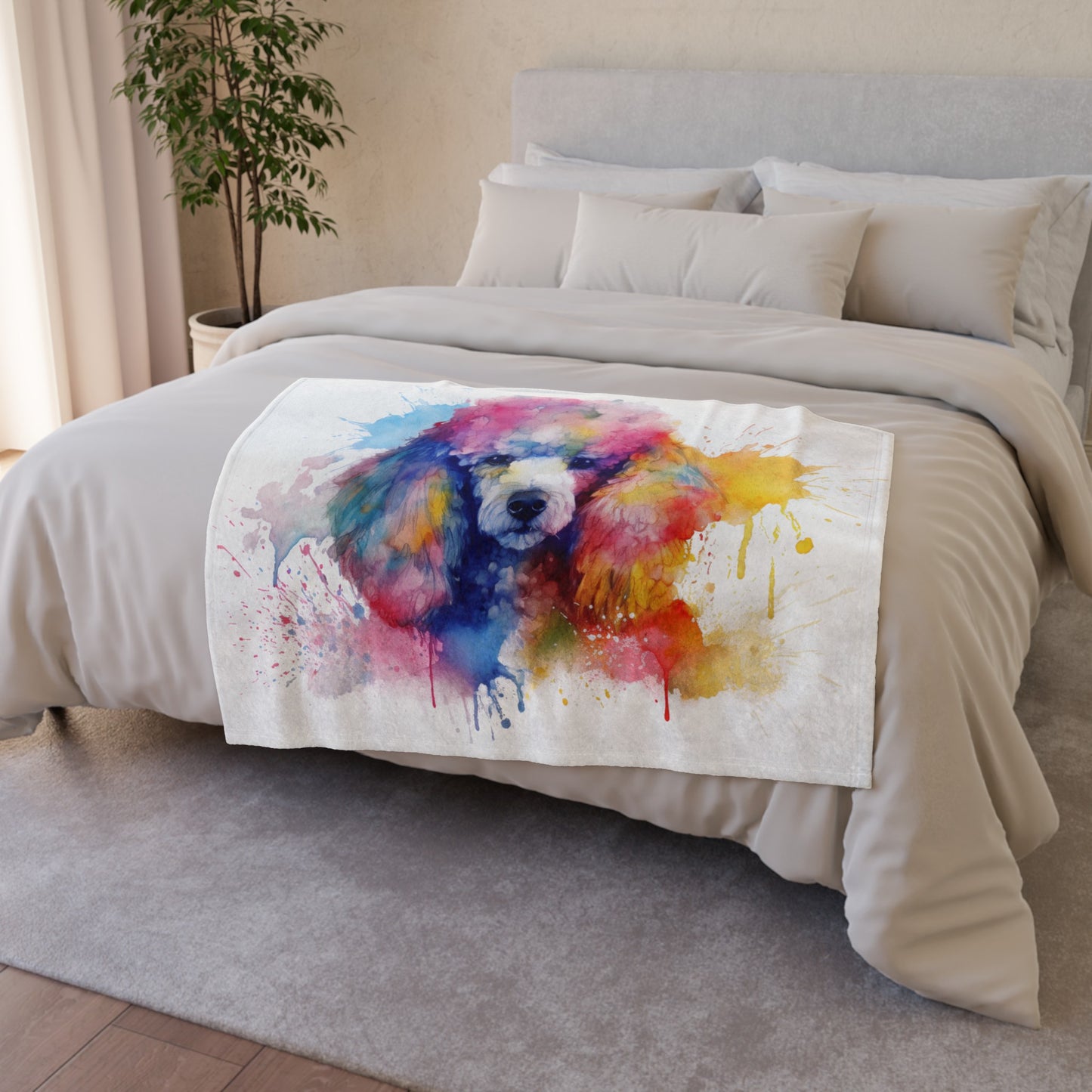 this blanket is not only stylish but also ensures warmth and comfort during those chilly nights. Treat yourself and your furry friend to the luxurious comfort of the Royal Canin Poodle Love Blanket today.

Show your love for your Poodle with the Royal Canin Poodle Love Blanket! Celebrate the charm of this beloved breed with our ultra-cozy and stylish blanket