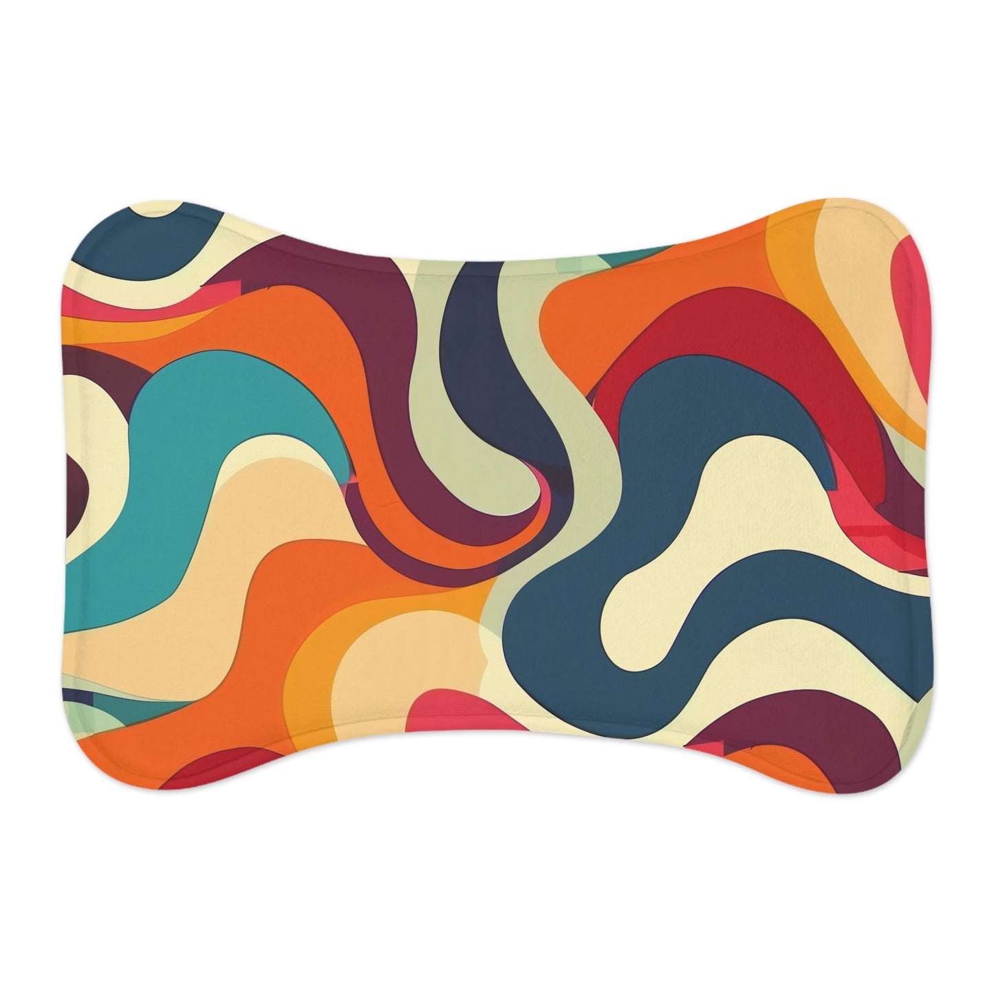 Retro Waves Pet Feeding Mat: Vibrant, Stylish & Functional