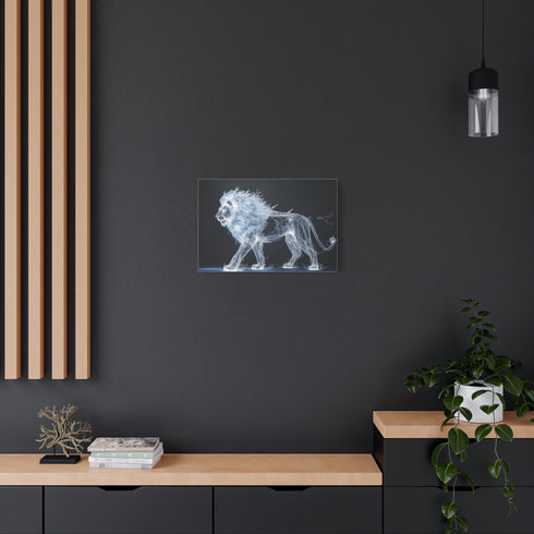 Cybernetic Lion Made of Light Shards — Canvas Wall Art — Product Detail View 5