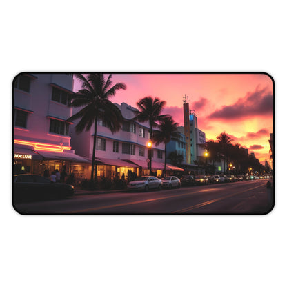 Miami Sunset Desk Mat - Bring the vibrant colors of a Miami evening to your workspace with this inspiring and creative desk accessory.