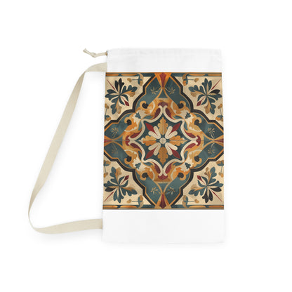 "Artisan Tiles patterned pillowcase, durable material for laundry routine, adds elegance to home decor"