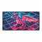 Origami Dragon over a Neon Grid — XL & XXL Desk Mat — Full Top-Down Artwork View