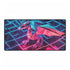 Origami Dragon over a Neon Grid — XL & XXL Desk Mat — Full Top-Down Artwork View
