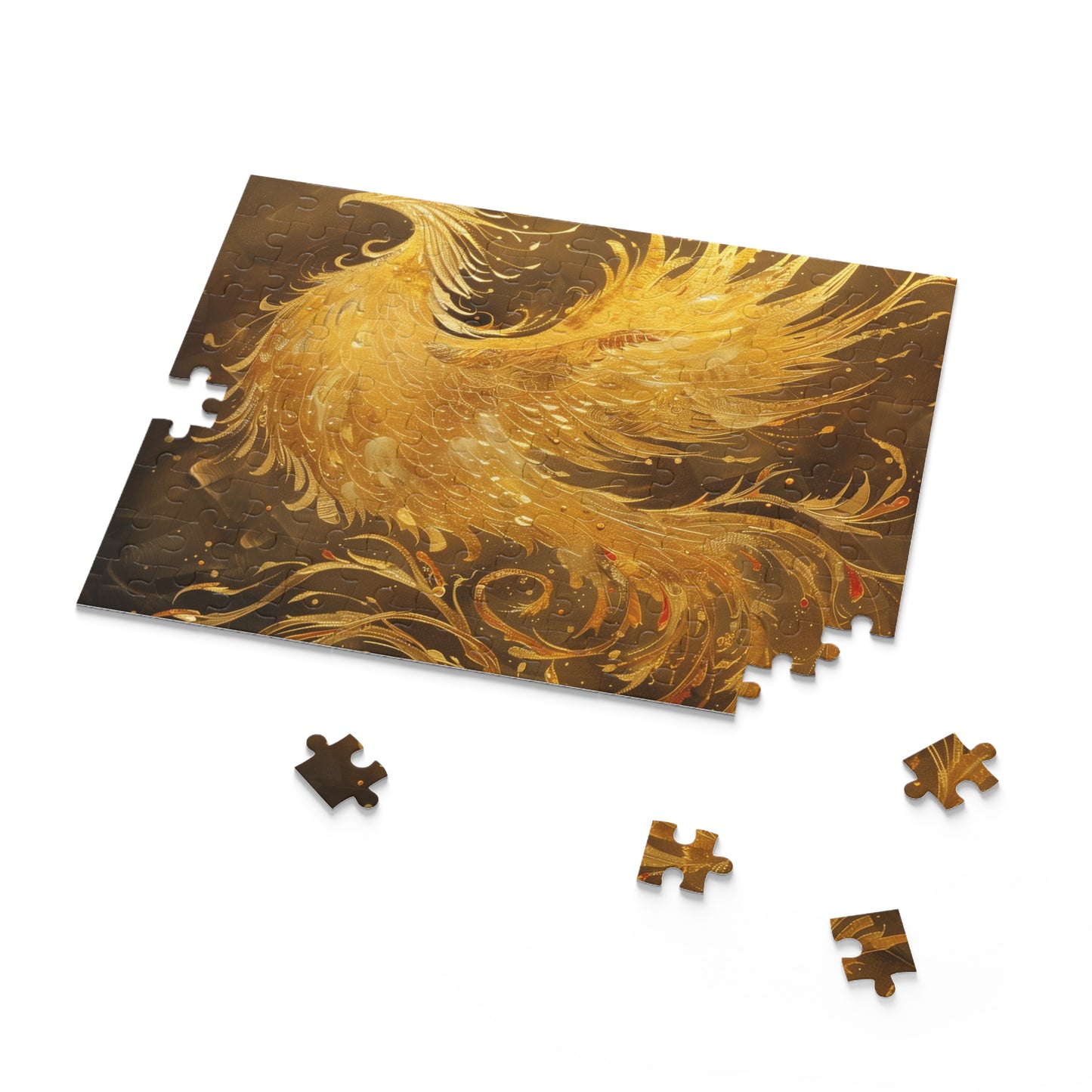 "Phoenix Rising Mythology Jigsaw Puzzle - Beautiful portrayal of mythical bird emerging from ashes" #MythologyJigsaw #PhoenixRising #JigsawPuzzle