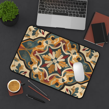 "Artisan Tiles Desk Mat - Elegant traditional design for stylish workspace decor"