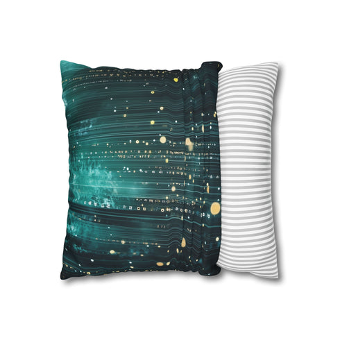 Rain Made of Binary Code (Edition II) — 40×40 Cushion Cover — Soft Brushed Fabric Texture Close-Up