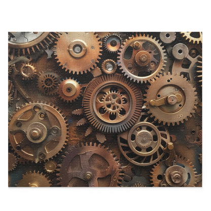 "Immerse in Steampunk Gear Jigsaw Puzzle with intricate gears and cogs, perfect for challenging your mind and sparking imagination"