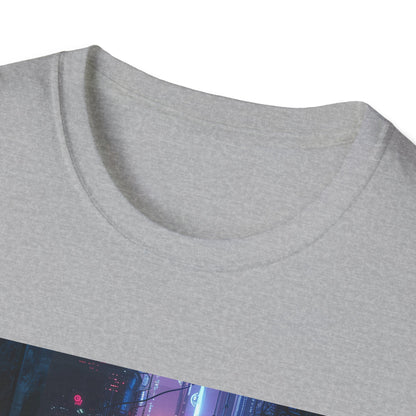 Glitch City: Cyberpunk Neon Landscape T-Shirt