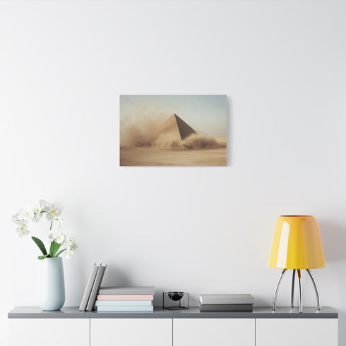 Pyramid Turning into Sand — Canvas Wall Art — Kiln-Dried Pine Frame & Ready-to-Hang Back View