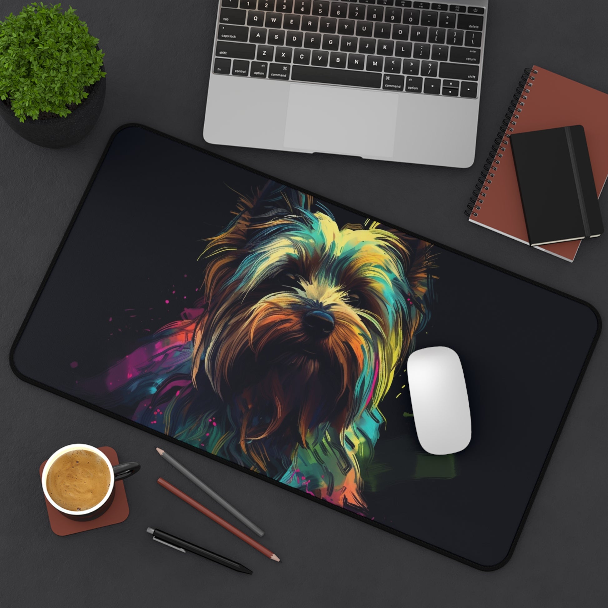 "Yorkie Terrier Desk Mat - Cute and Functional Workspace Organizer for Dog Lovers"