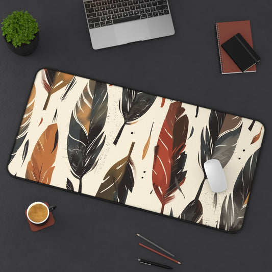 Boho Feather Desk Mat | Desk Mat | Accessories, Back-to-School, Desk, Fall Bestsellers, Home & Living, Mouse pad, Mouse Pads, Mousepad, Seasonal Picks, Stationery, TikTok | Prints with Passion