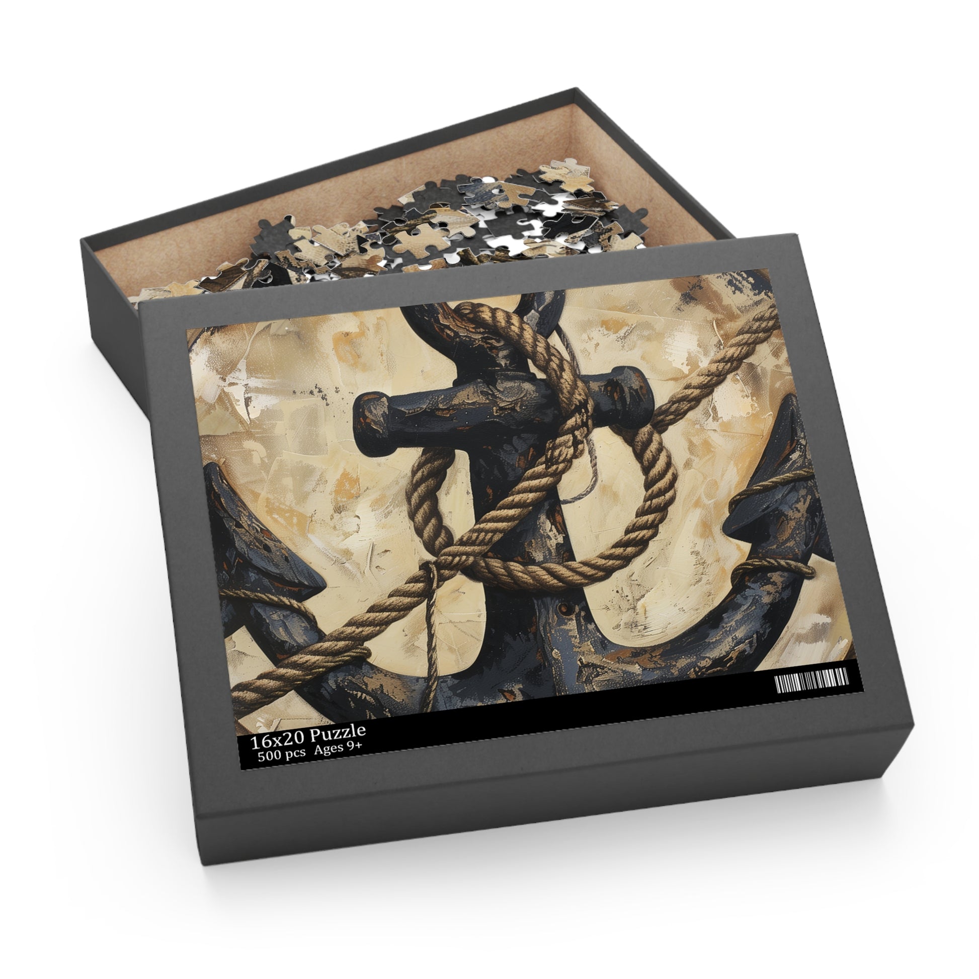 "Anchor and Rope Jigsaw Puzzle - Intricate nautical design for maritime charm in any room"