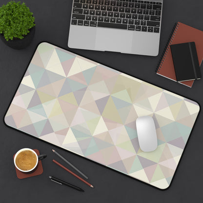 "Chic Pastel Geometrics Desk Mat - Stylish seamless pattern in soft muted colors for elegant workspace decor"