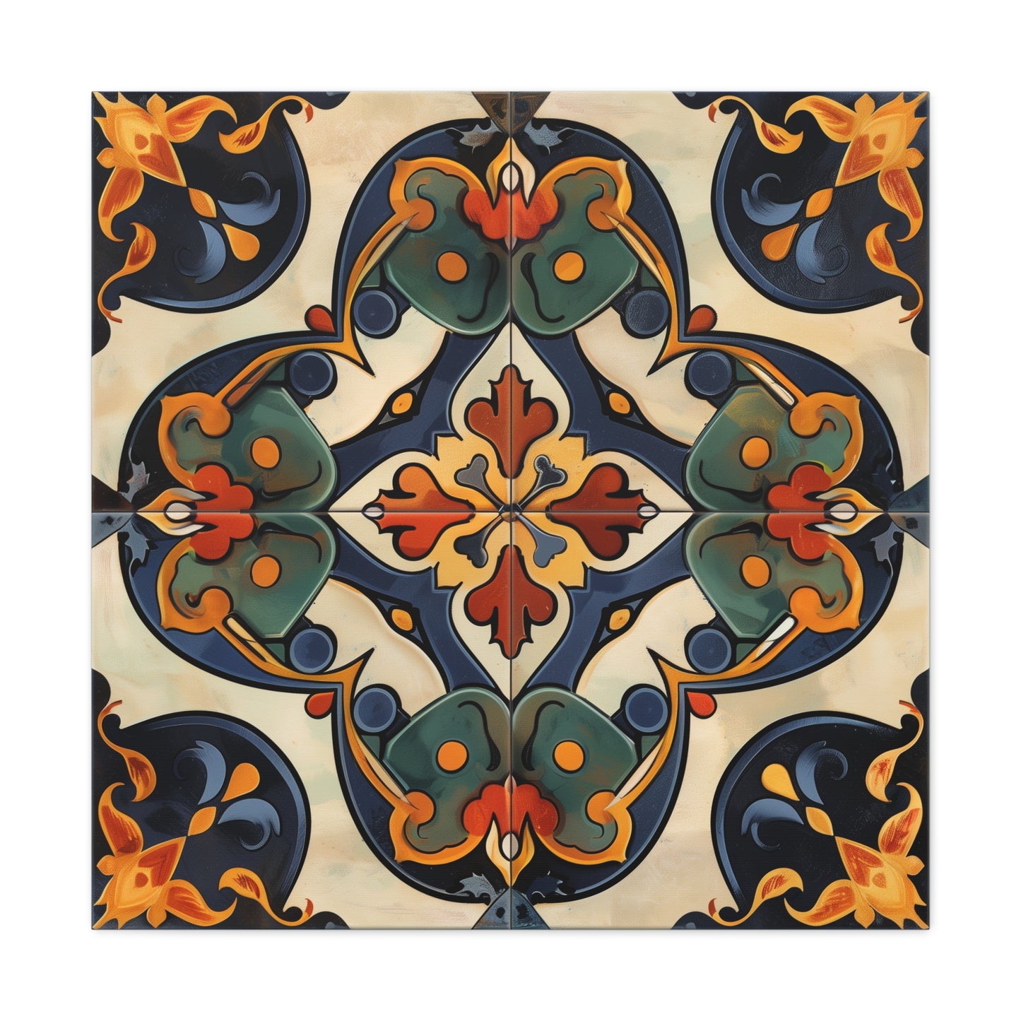 Transform your space with the intricate beauty of Artisan Tiles. This seamless pattern canvas print effortlessly combines traditional charm with modern elegance for a stunning home decor statement.