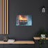 Burning Piano in Snowstorm Stretched Canvas Wall Art