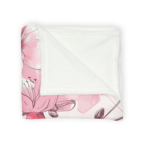 Pink & White Cherry Blossom Seamless Plush Fleece Throw Blanket - View 5 | Prints With Passion