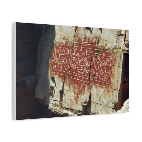 Canyon Walls with Ancient Digital Glyphs Stretched Canvas Wall Art