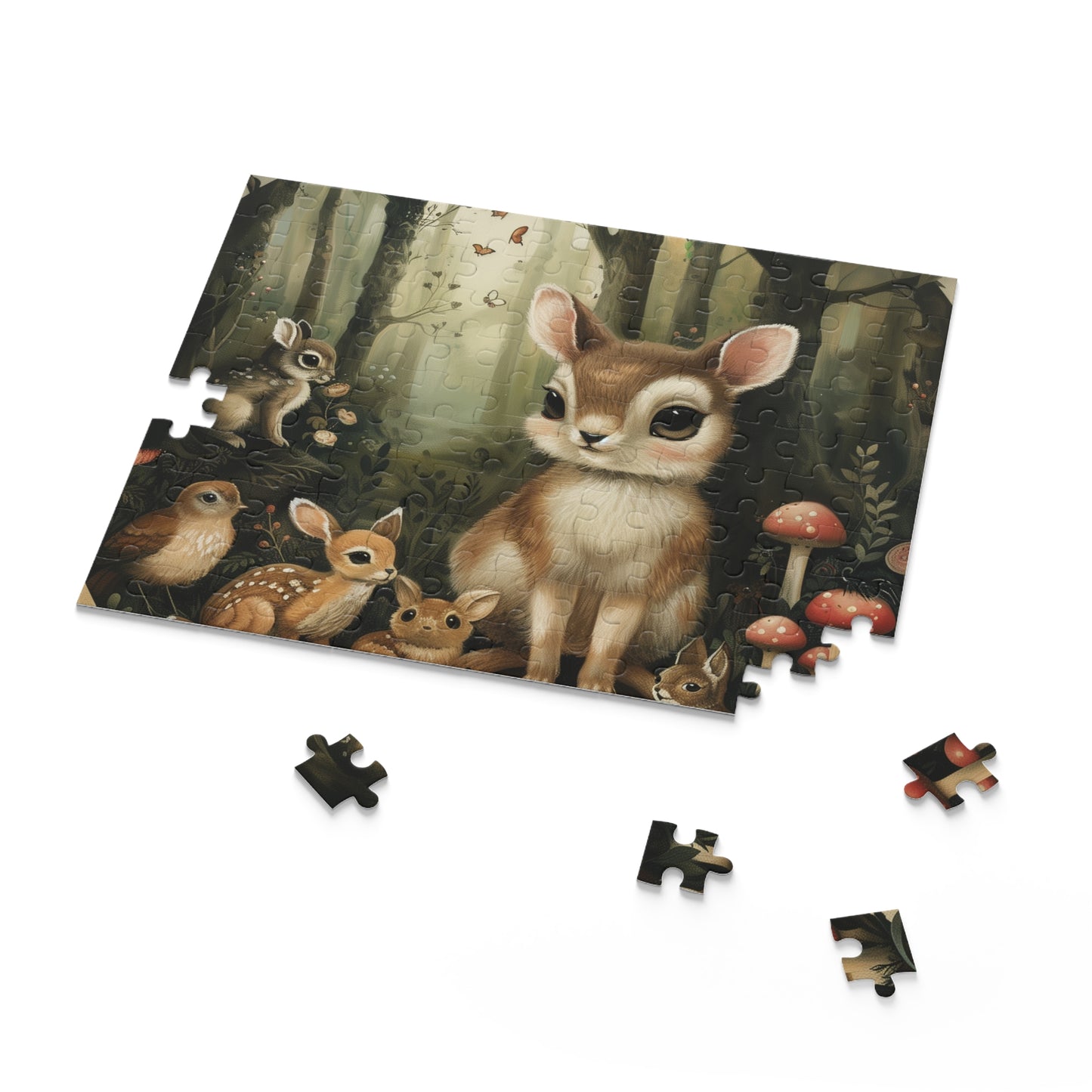 "Woodland Creatures jigsaw puzzle with charming animal illustrations"