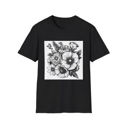 Blooming Brilliance: Hand-Drawn Floral T-shirt 
 Nature's Canvas: Hand-Drawn Botanical Symphony T-shirt | T-Shirt | DTG, Men's Clothing, Regular fit, T-Shirts, Unisex, Women's Clothing | Prints with Passion