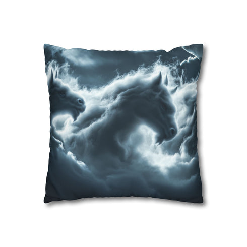 Storm Clouds Shaped Like Mythical Beasts (Edition II) — 40×40 Cushion Cover — Double-Sided Back & Concealed Zip Detail