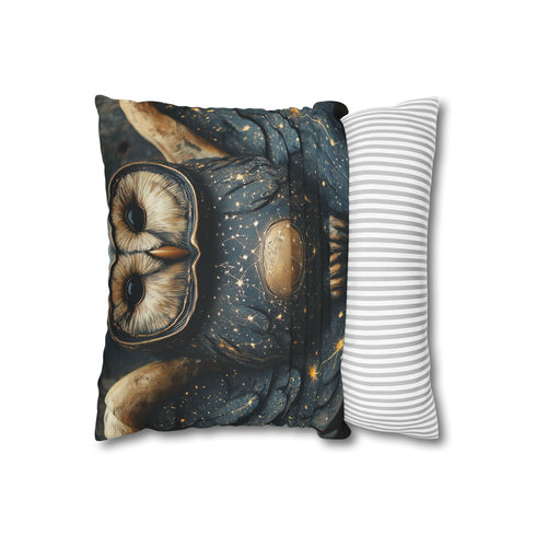Owl with Constellation Wings (Edition II) — 40×40 Cushion Cover — Sofa & Living Room Lifestyle View