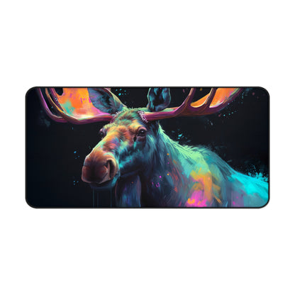 Rustic Moose Watercolor Desk Mat - Protect your workspace with serene nature-inspired design.