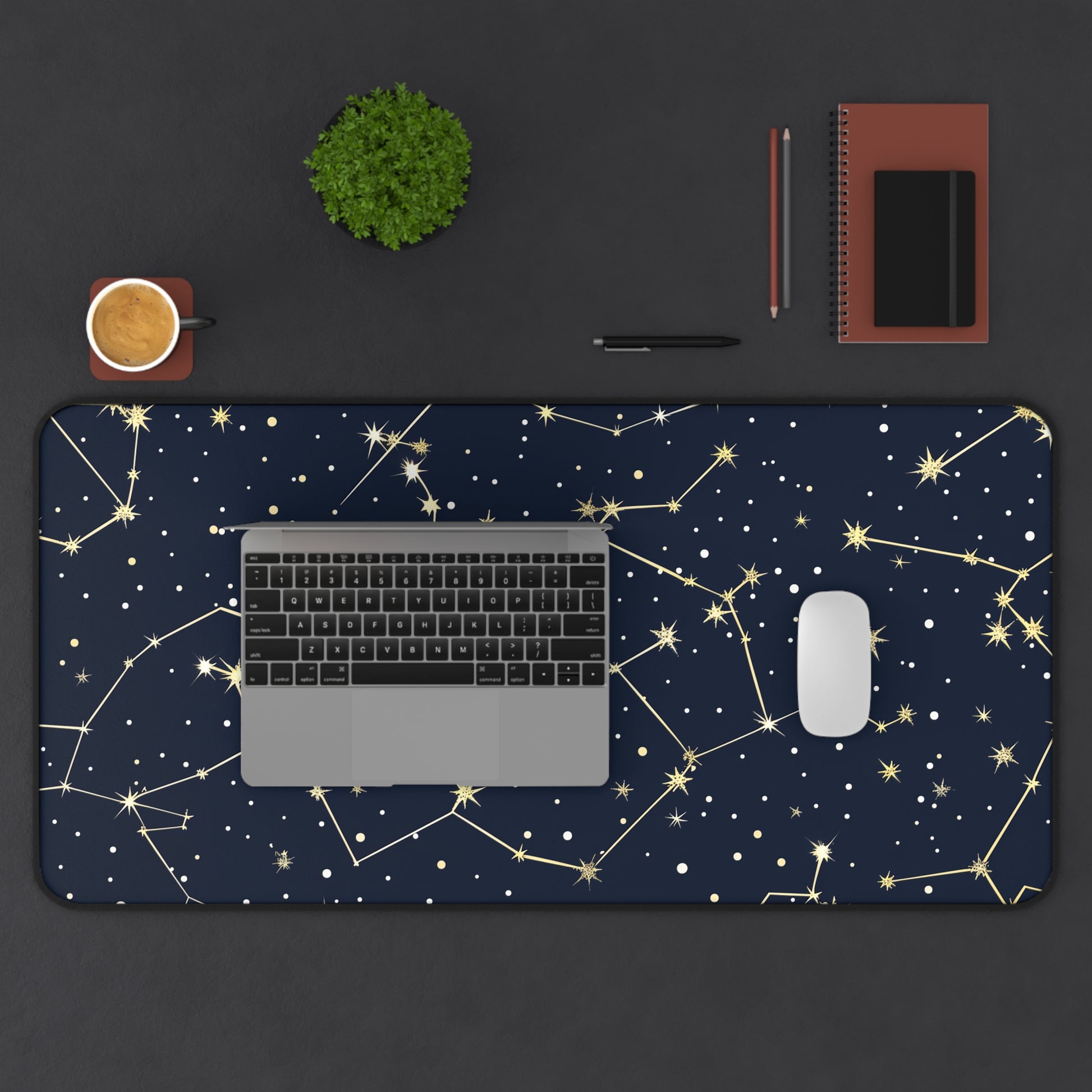 "Starry Night Desk Mat - Illuminate your workspace with celestial Constellation Stars design"