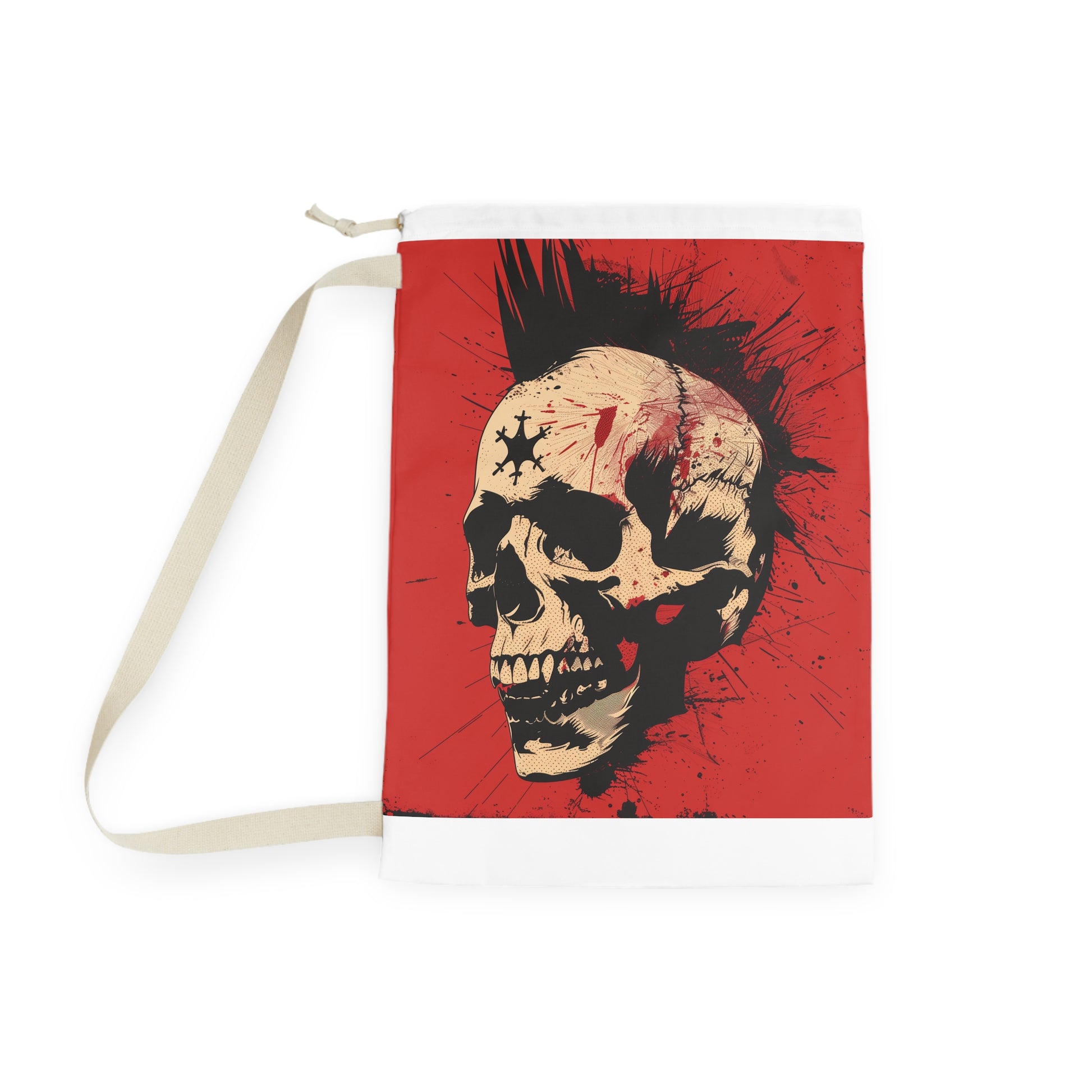 Skull Punk Laundry Bag - Durable and stylish laundry bag with rebellious skull design.