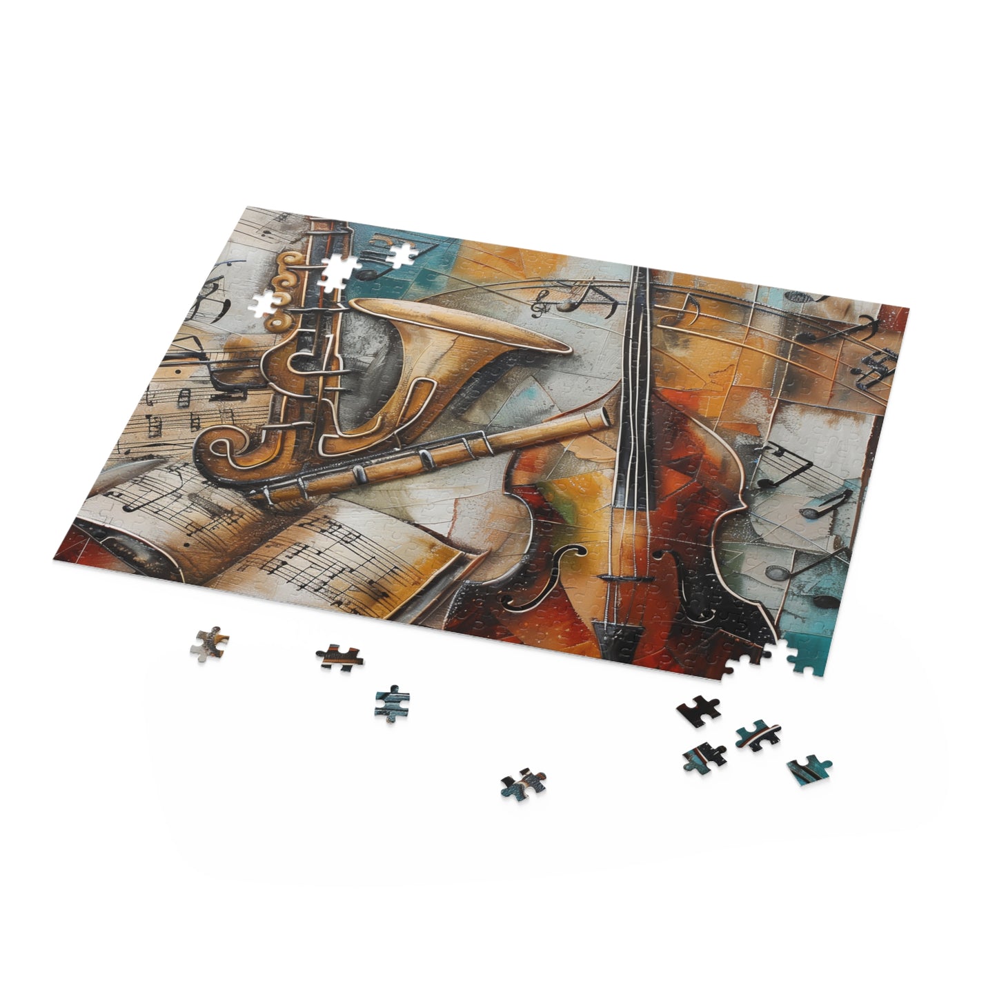 "Musical Harmony Jigsaw Puzzle - Delightful music notes and instruments design, perfect for music lovers and puzzle fans"